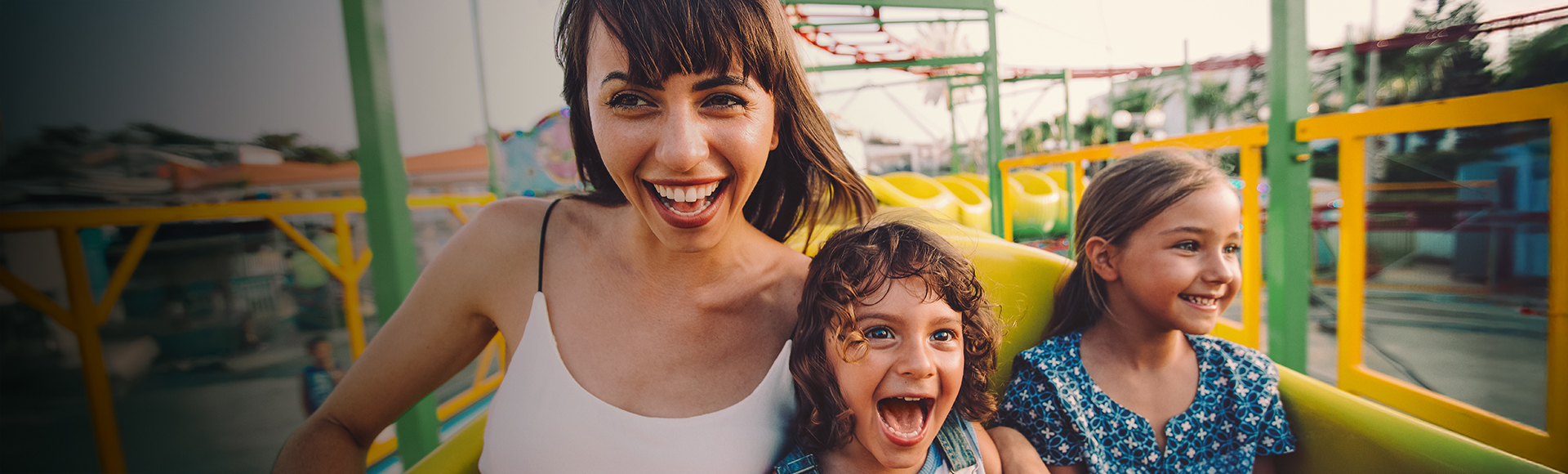Family on rollercoaster